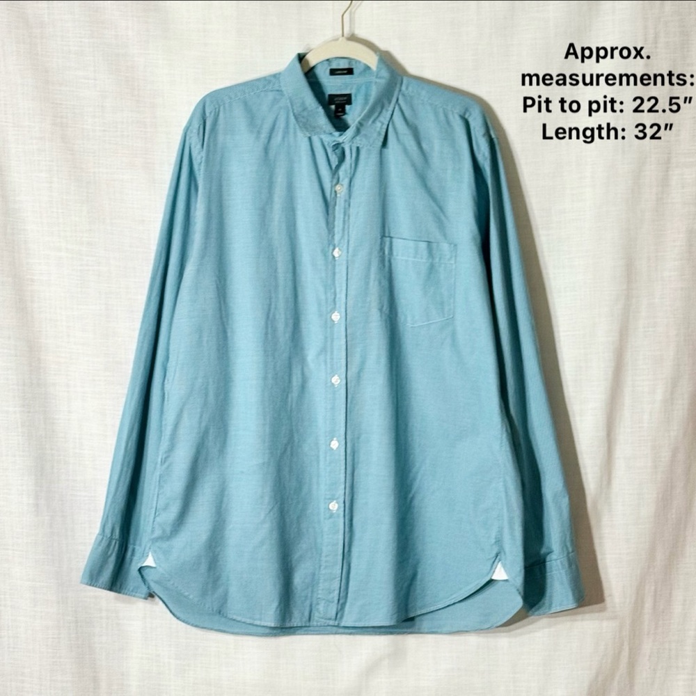 J.Crew Ludlow 120s 2-Ply Teal Micro Gingham Button Down Shirt XL